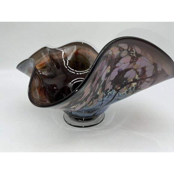 Buzz Williams Studio Art Glass Bowl Abstract Shape Alder House Signed 2004 Bowl - Picture 8 of 14